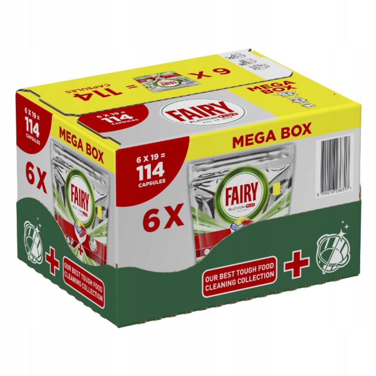 Levně Kapsle do myčky nádobí Fairy Platinum Plus All in One Lemon 114 ks