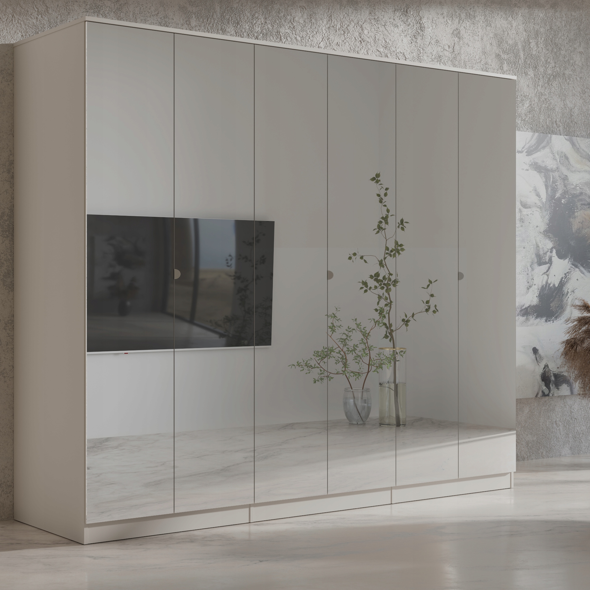 Szafa uchylna z lustrem Monza 6D 240 Kaszmir