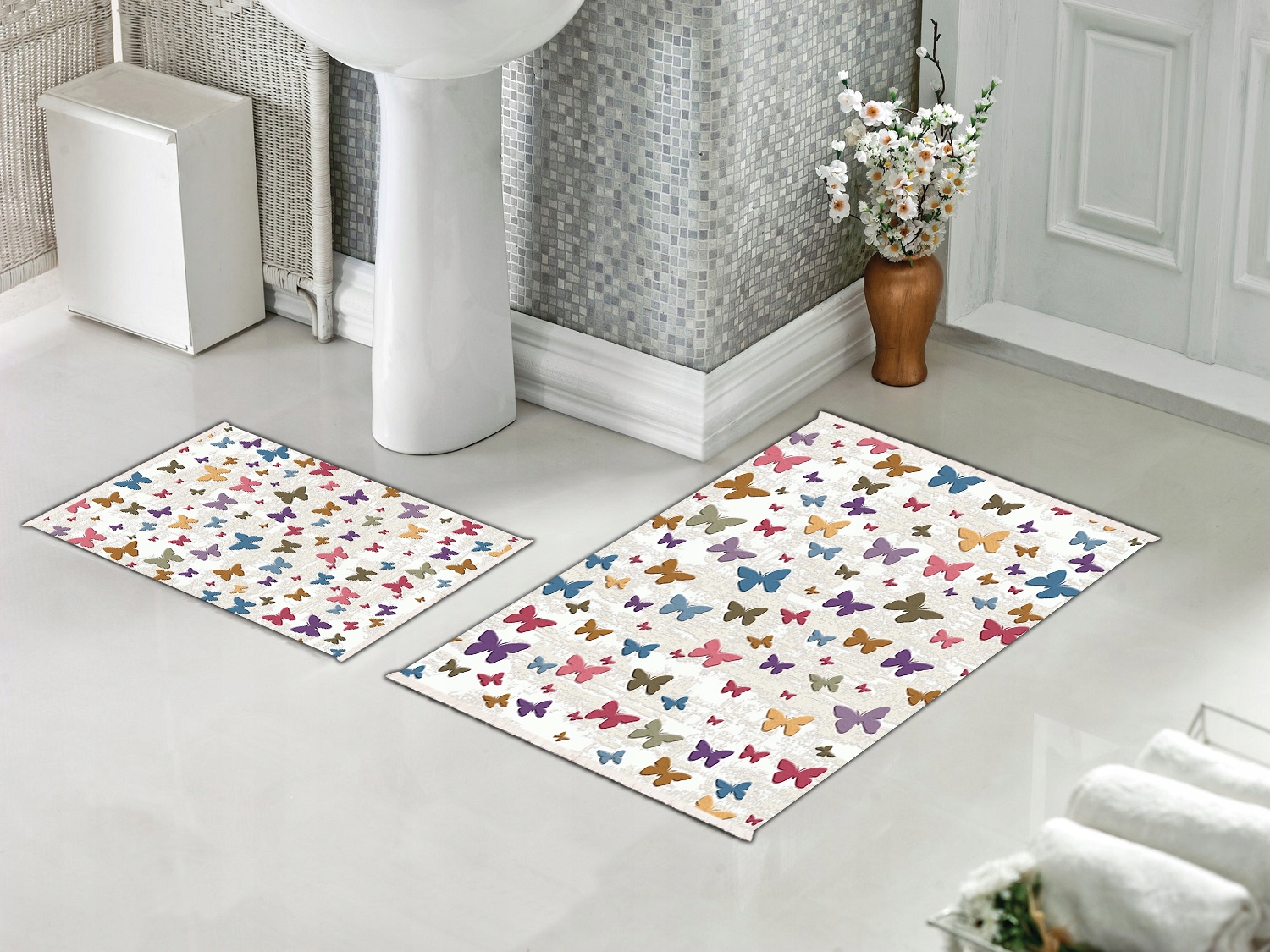 DYWANIKI ŁAZIENKOWE 2-CZĘŚCIOWE PODGUMOWANE