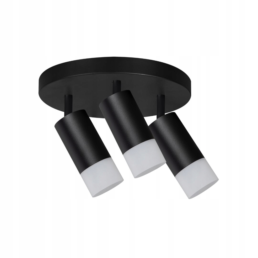 Černý klasický stropní svítidlo Sonaya s 3 reflektory, regulace dopadu, bílé stínítko
