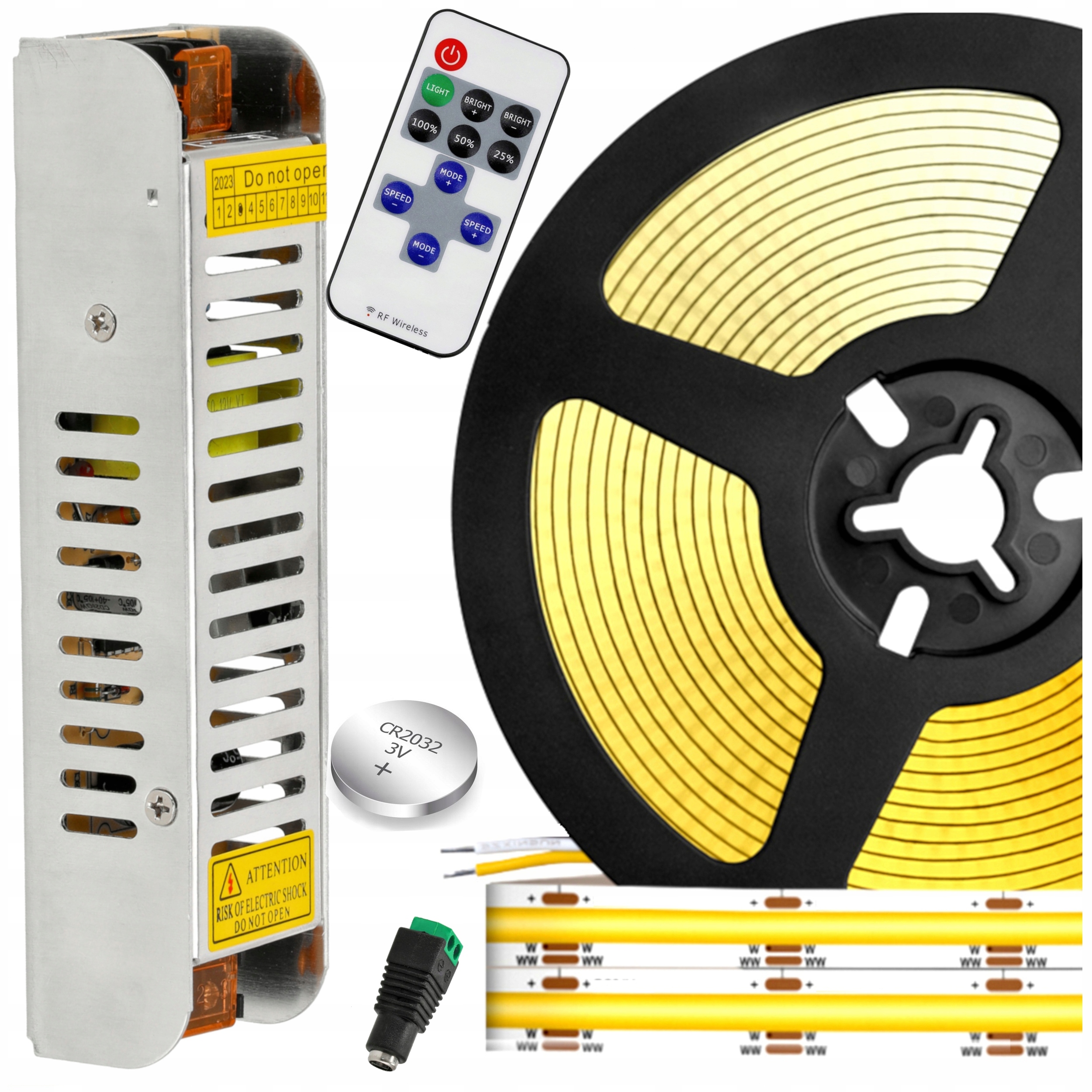 Zestaw Taśma Led Neon Cob 12V 5m 60W Zasilacz 60W Pilot Jednolita