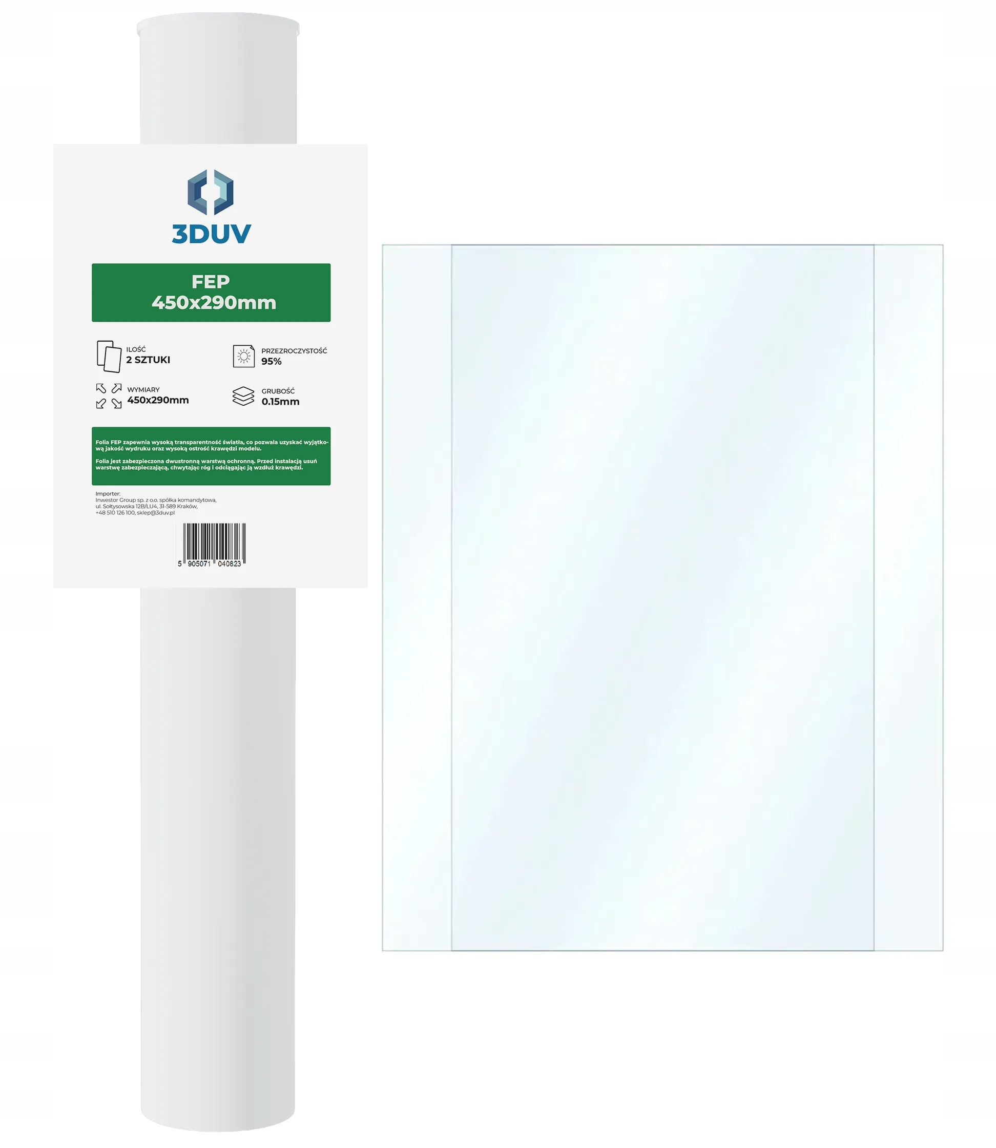 Fólie Fep 3DUV 15" 450x290 mm (150 um) 2ks Vysoká Průhlednost