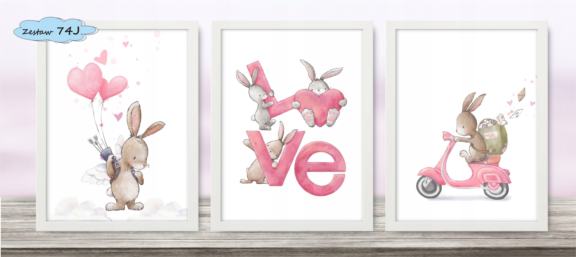 Króliczki Zestaw 3 obrazki 33x43 ramki ikea #74 Długość (cm) 43 cm
