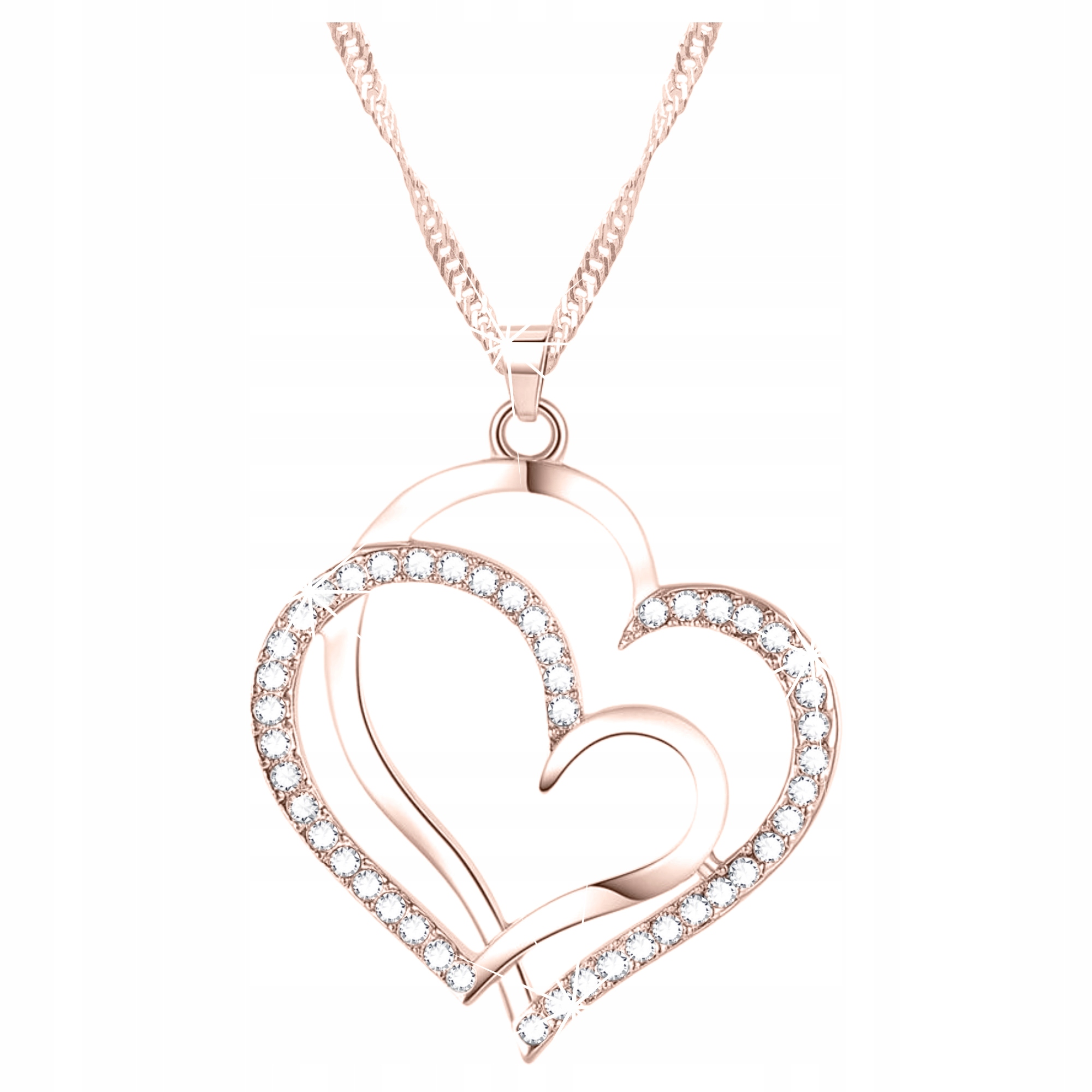 Řetízek zlatý náhrdelník 925 Dvě Srdce Hearts