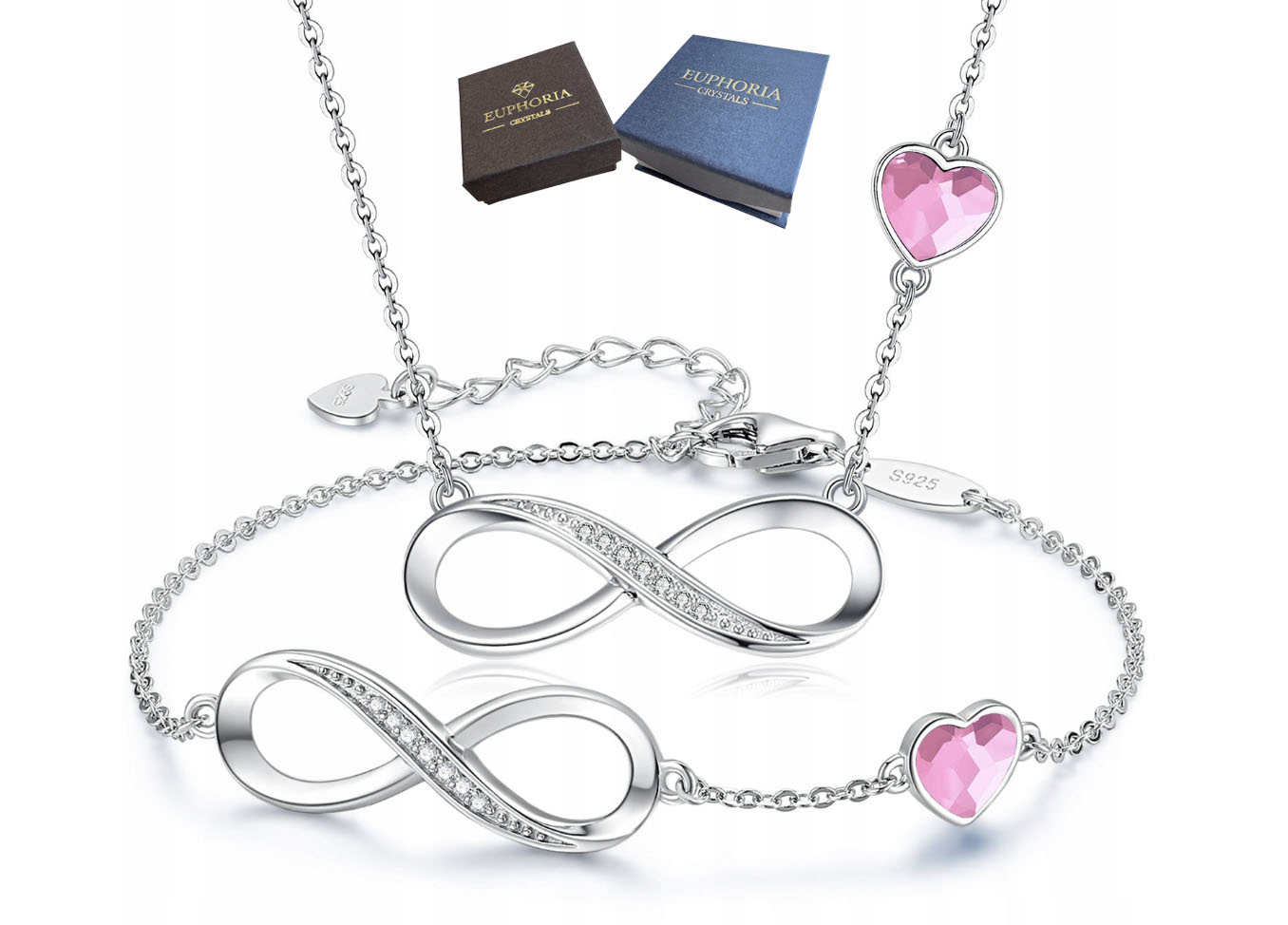 Sada šperků Stříbro 925 Zirkony Dárek pro manželku k výročí růžové