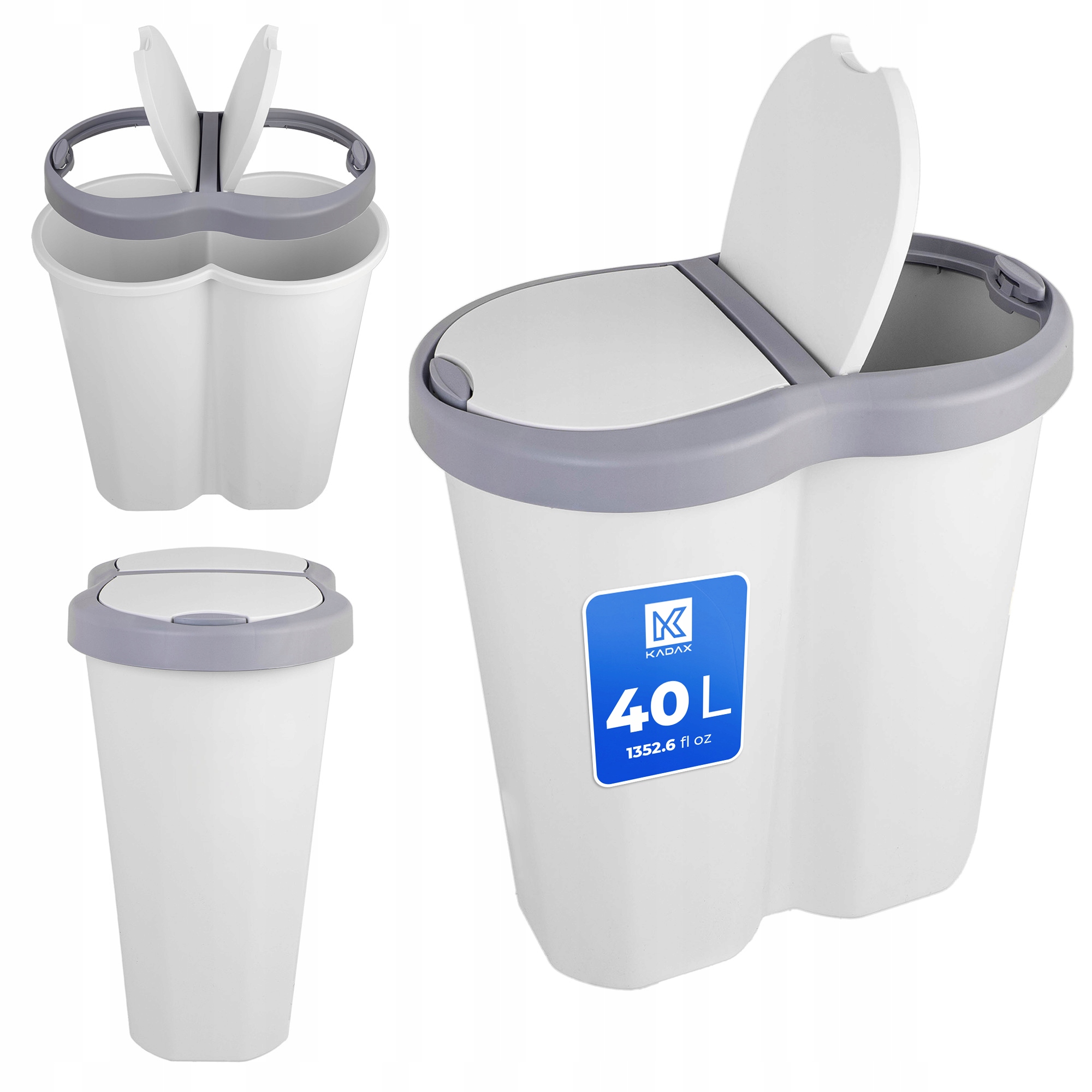 Levně Odpadkový Koš 40L Dvojitá Nádoba Na Tříděný Odpad Kbelík Se 2 Klapkami