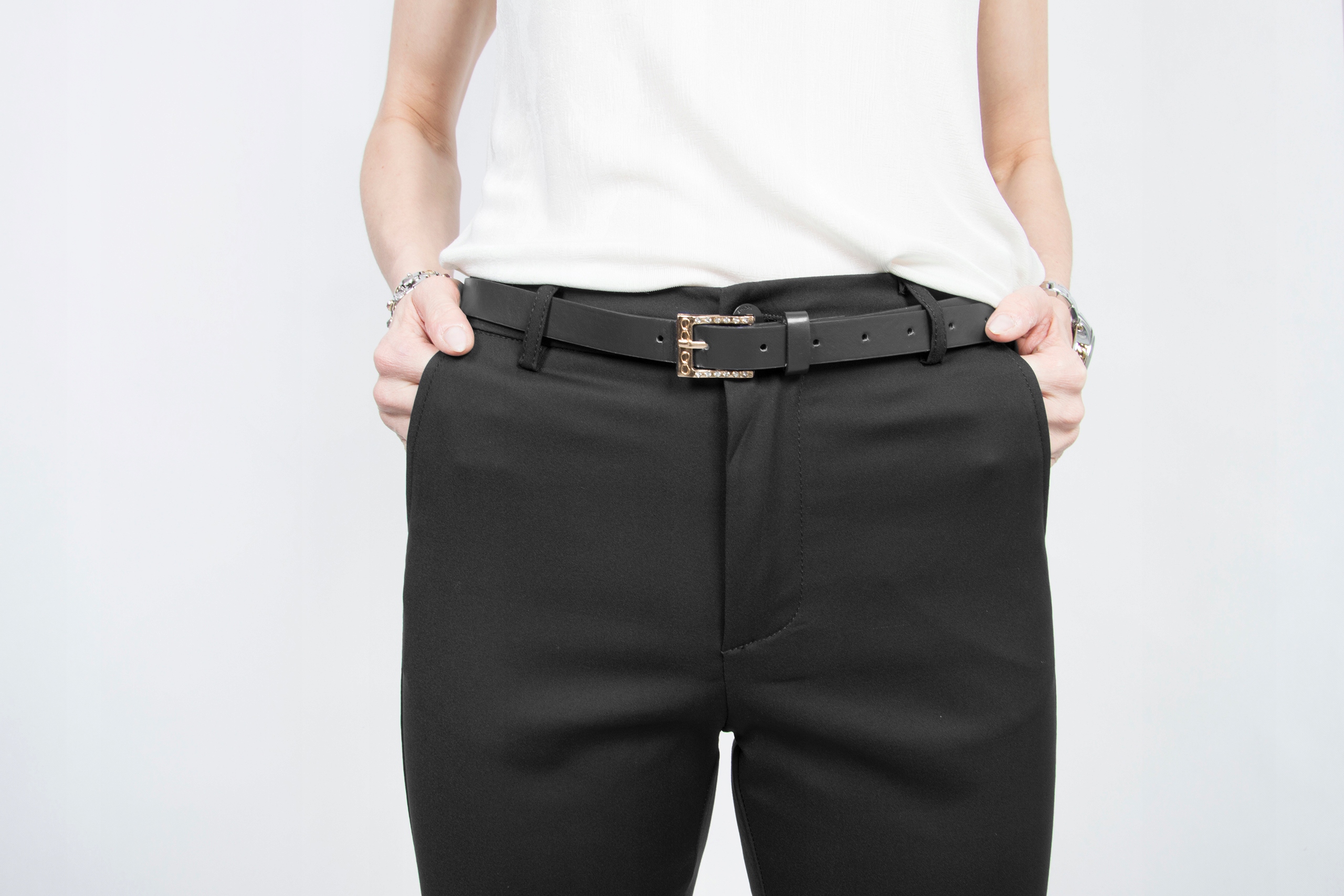 #CL ELEGANCKIE SPODNIE CYGARETKI Push-up roz.40 Wzór dominujący bez wzoru