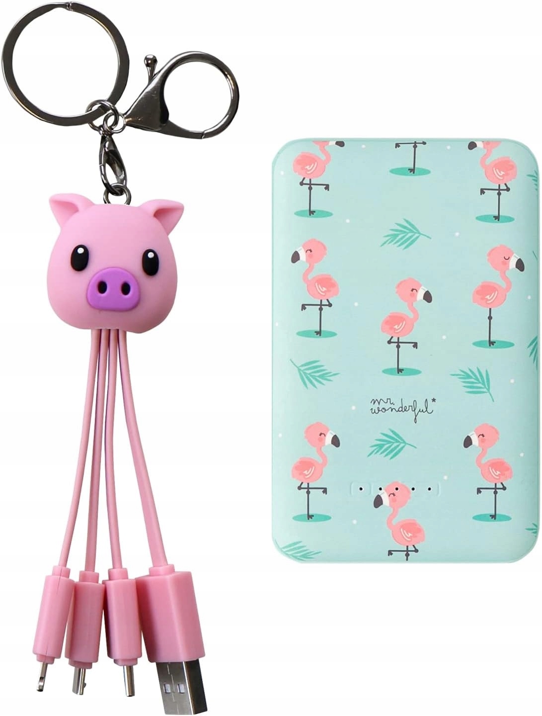 Wondee Bezdrátová powerbanka 5.000Mah Plameňáci rozdělovač 3v1 Pig