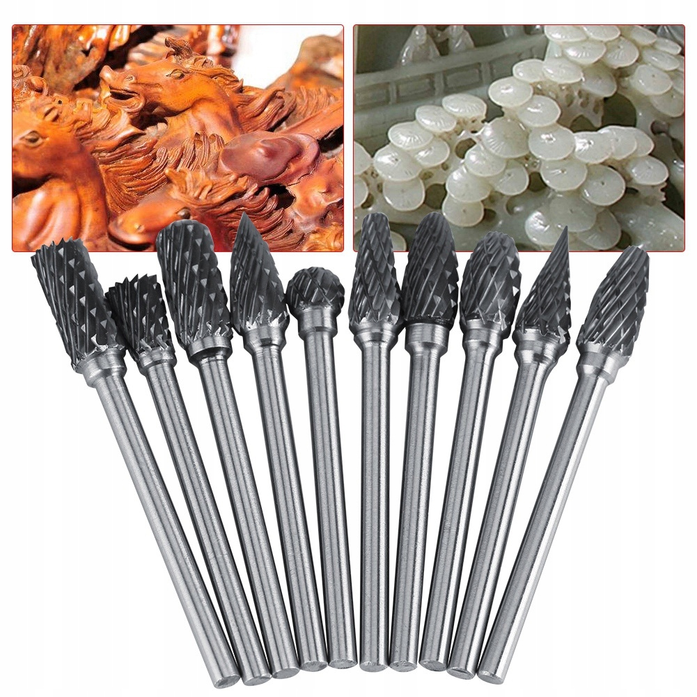 10 SZTUK STALOWE PILNIKI OBROTOWE Z WĘGLIKA WOLF Marka inny