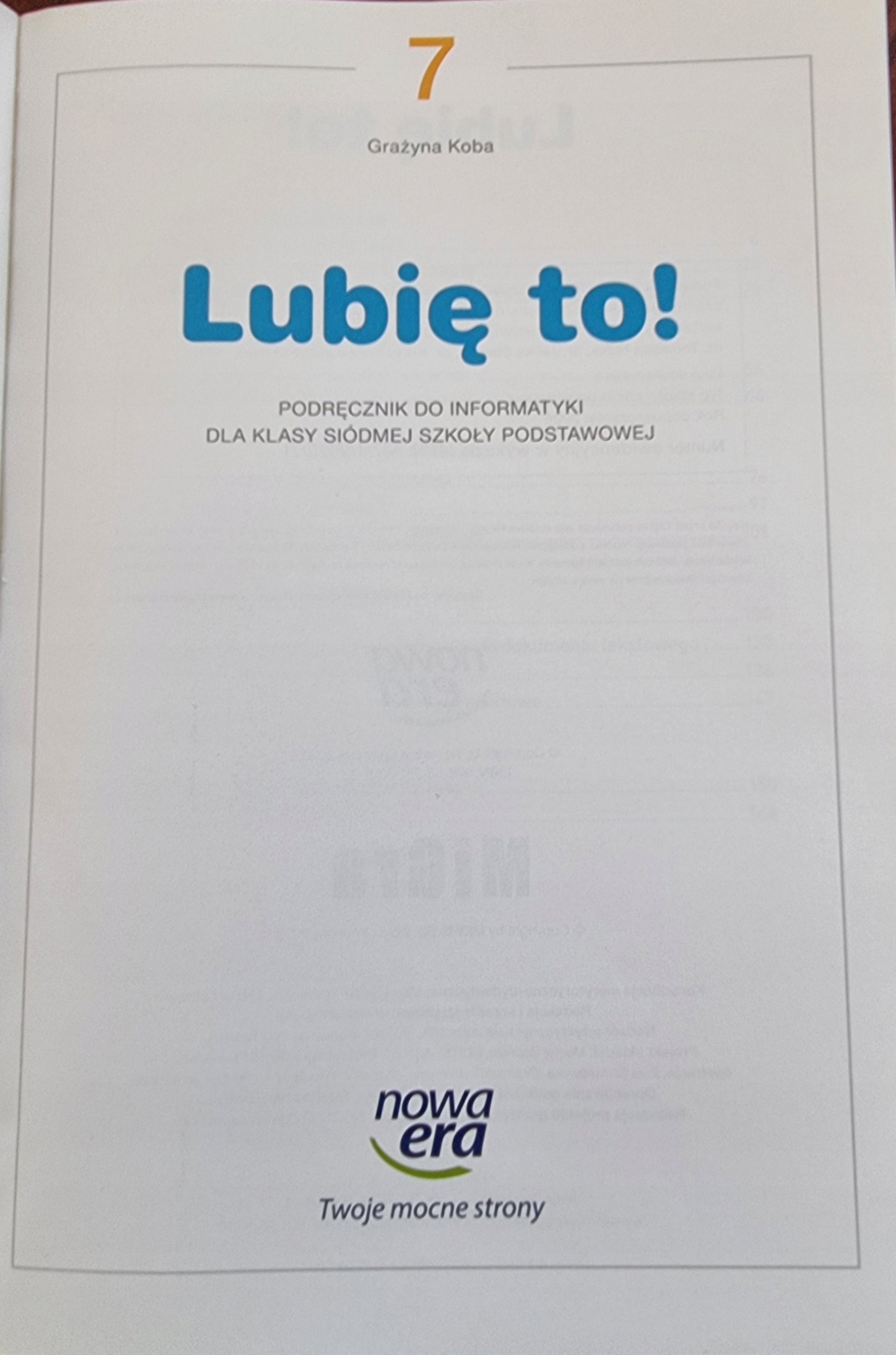Lubię to Podręcznik do informatyki klasa 7 Przedmiot Informatyka, Technika