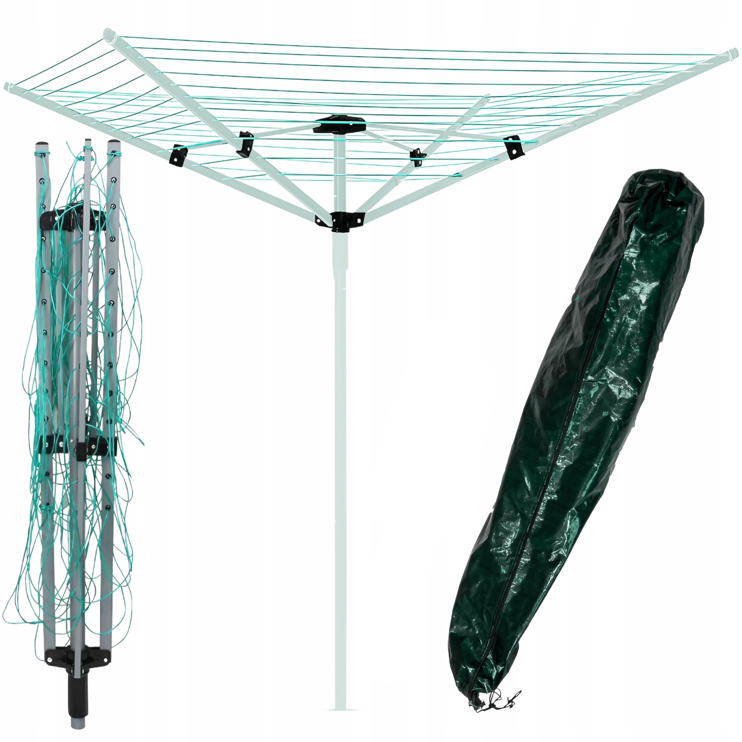 SUSZARKA OGRODOWA NA PRANIE OBROTOWA ZEWNĘTRZNA 4 RAMIONA + POKROWIEC