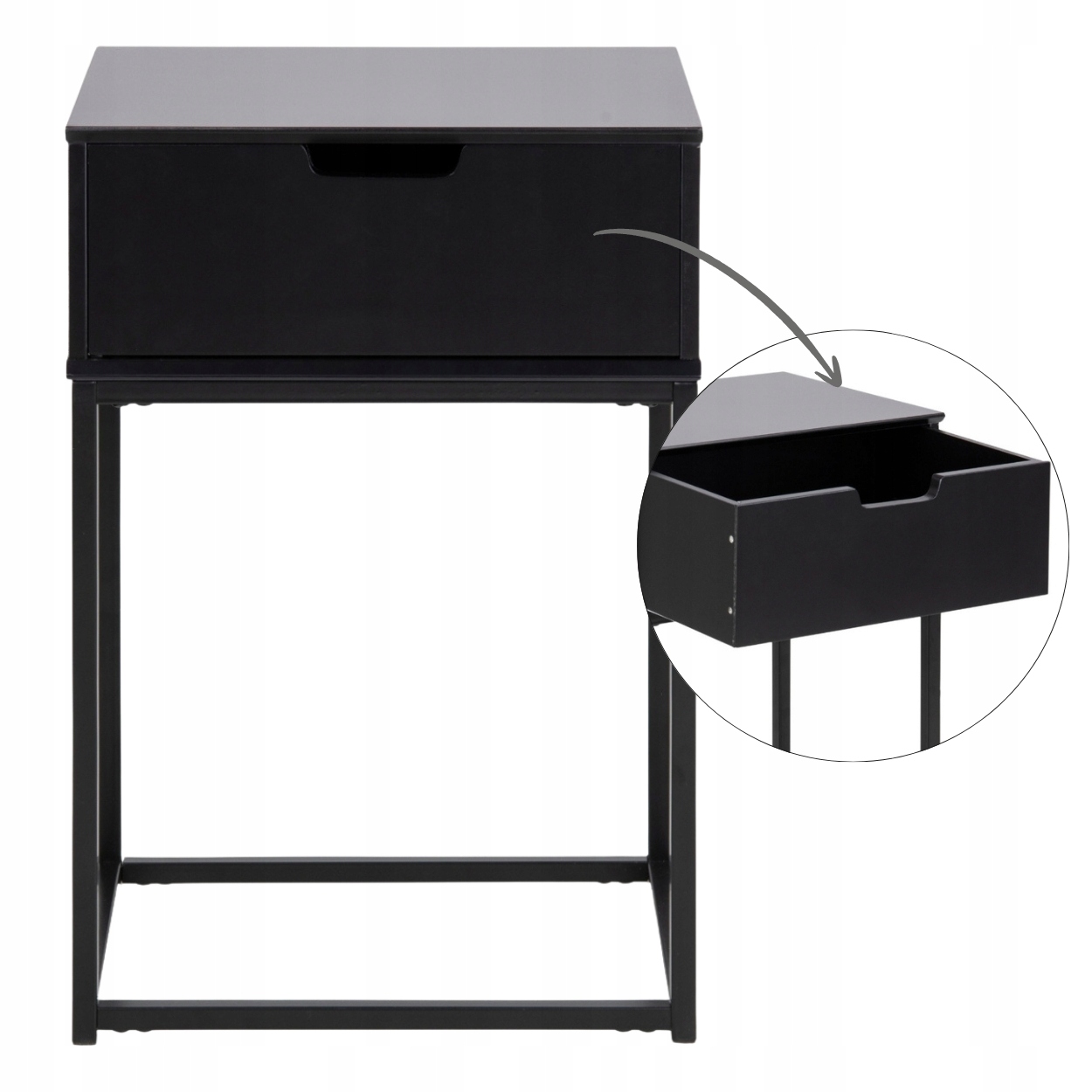 Nočná Skrinka So Zásuvkou nočný stolík čierny do spálne moderný polička