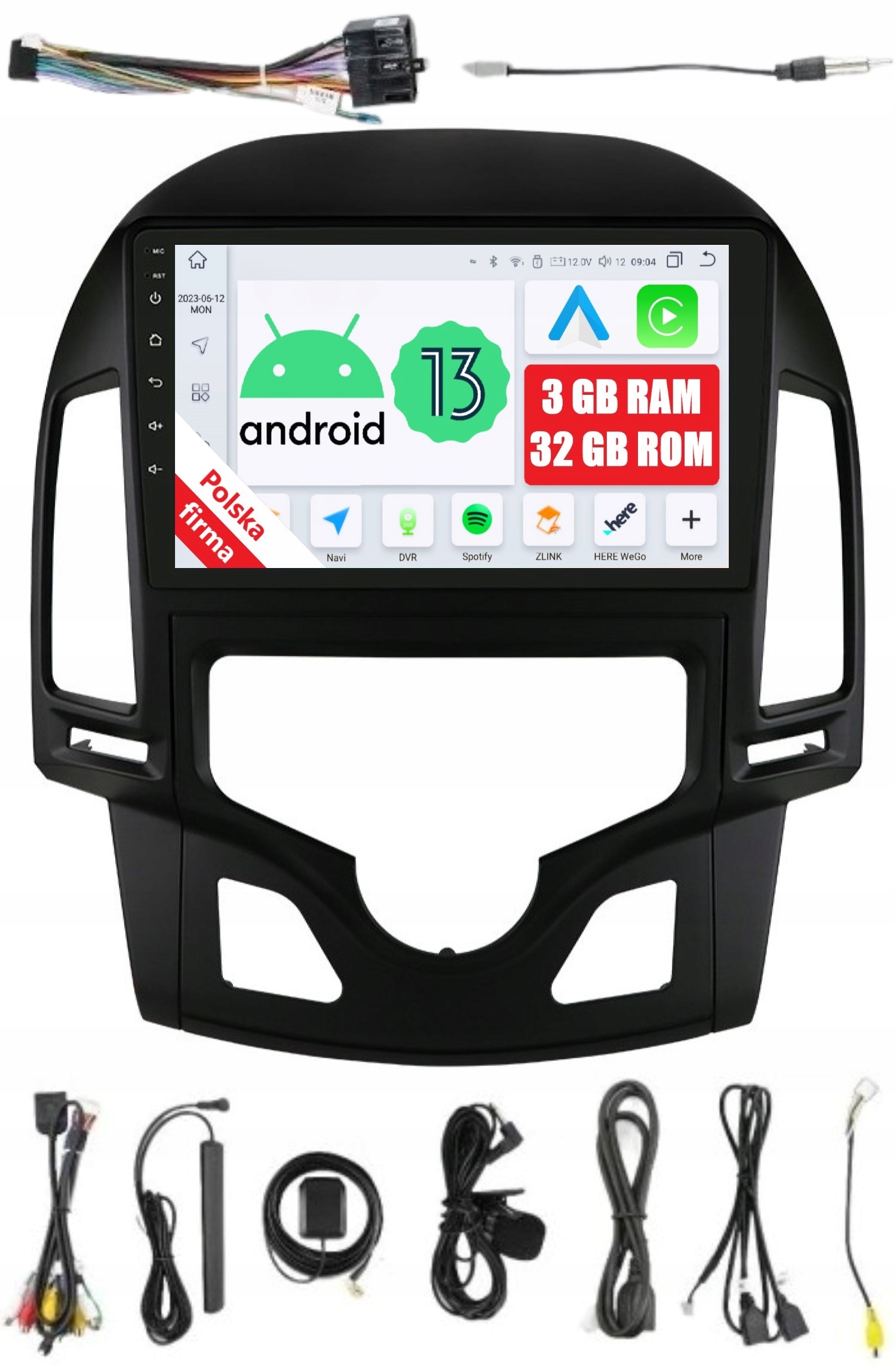 Navigácia Android 2DIN 9" Hyundai I30 3/32GB Carplay Dsp Lte