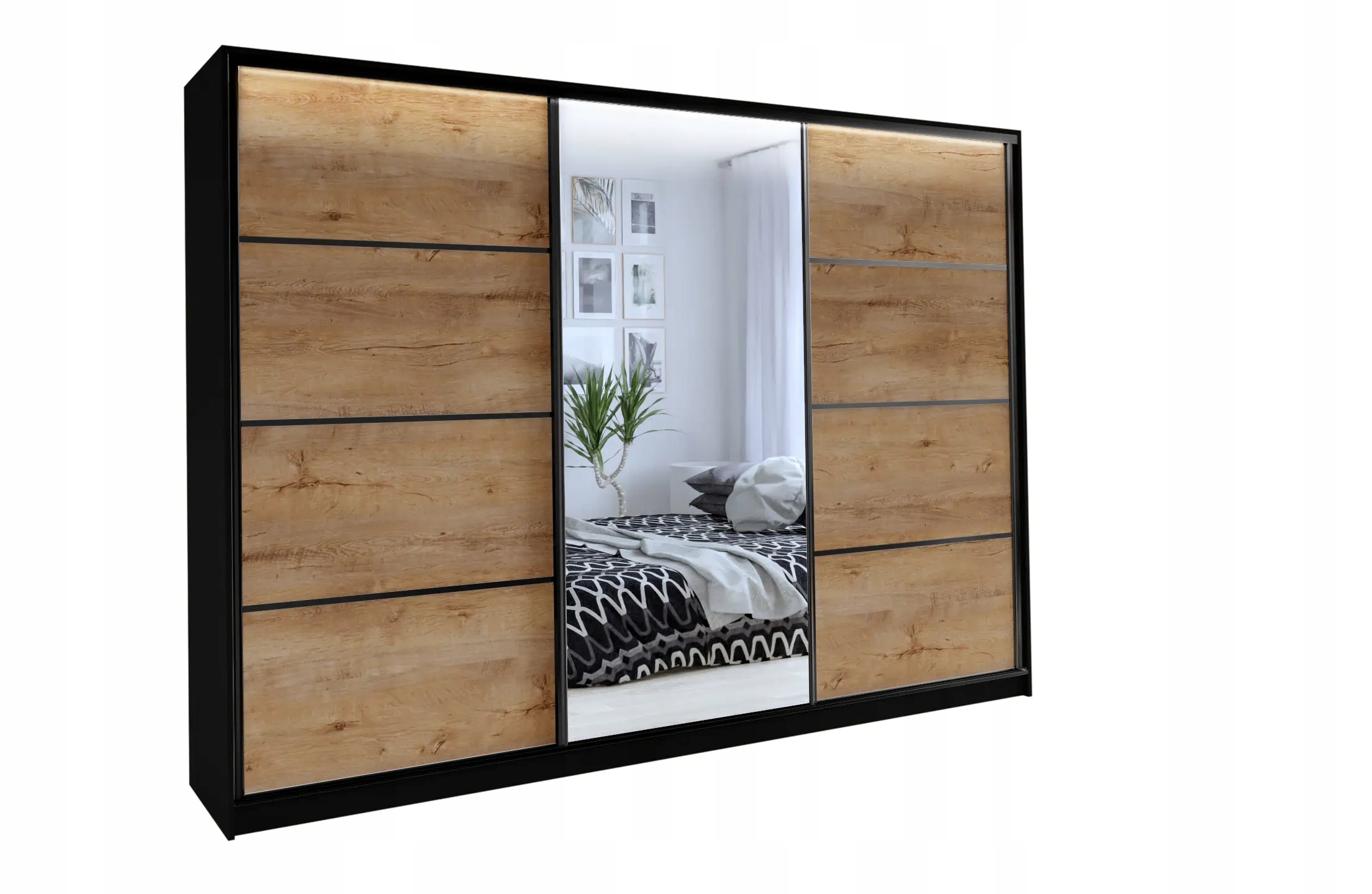 Szafa przesuwna z lustrem 280 artisan czarny LOFT Kolekcja LOFT 280V