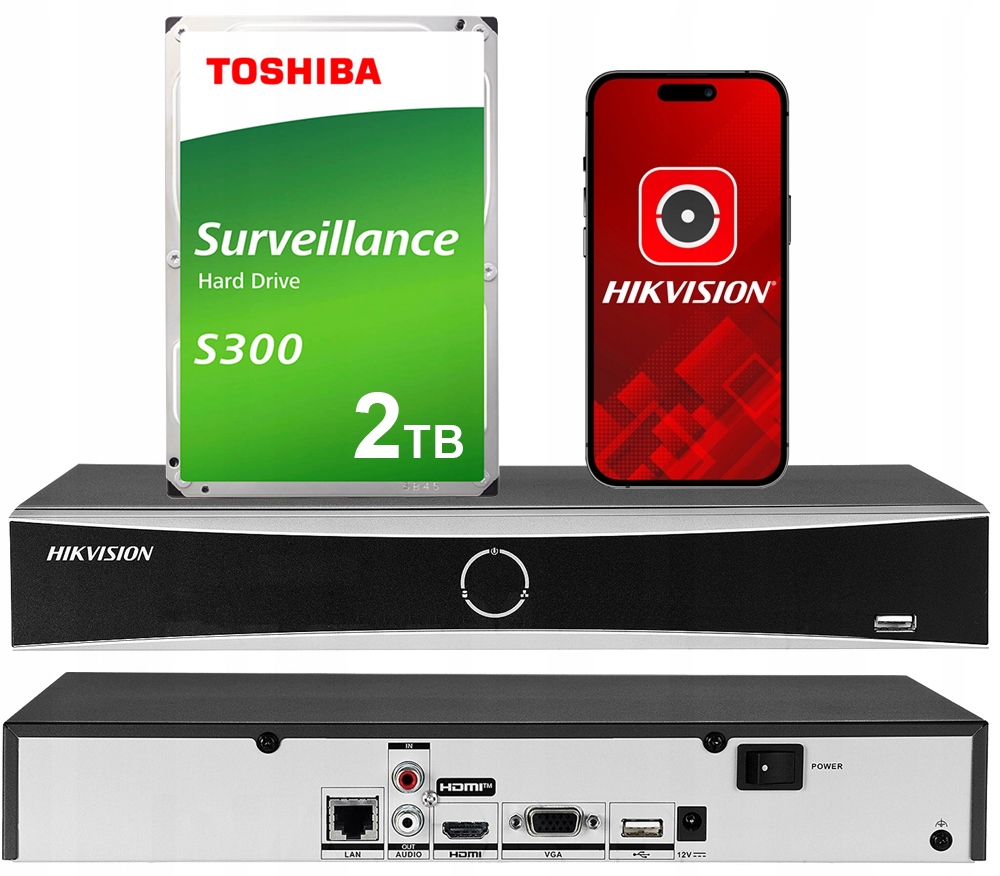 Rejestrator Ip Hikvision DS-7608NXI-K1 Acusense 8CH Ip Do 12MPX Dysk 2TB
