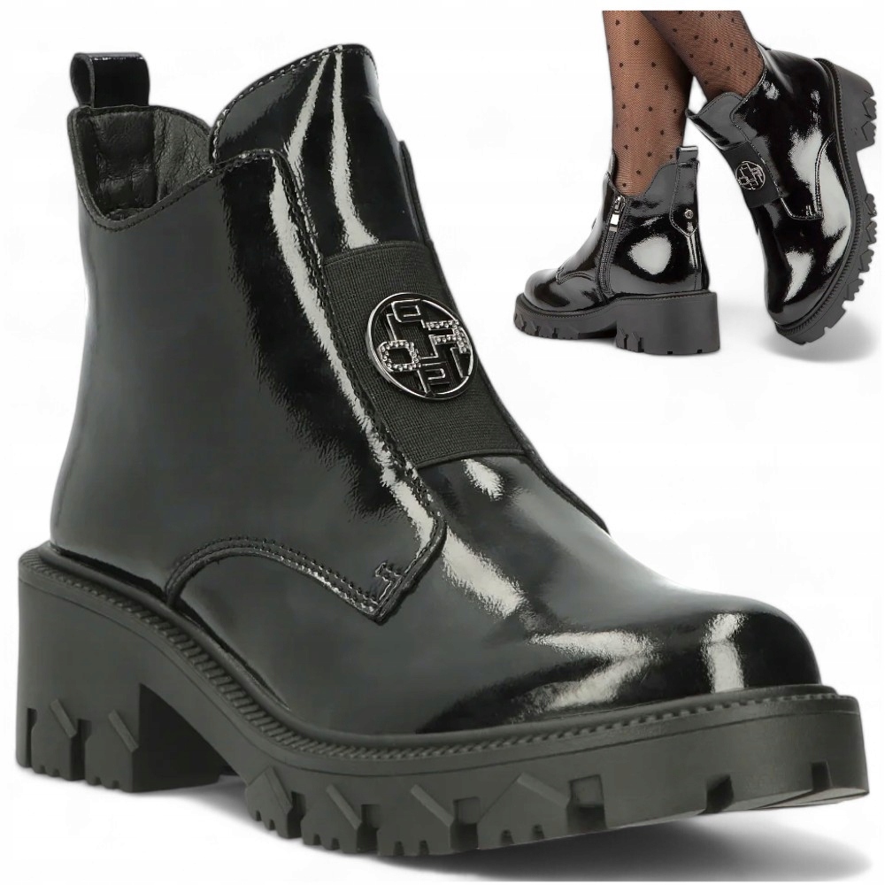 Podzimní Dámské kotníkové boty 40 Kůže Přírodní Pohodlné Černé Pohodlné Filippo