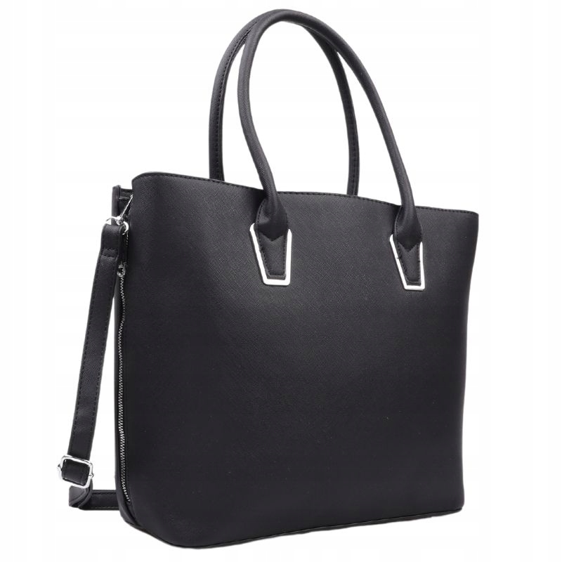 Torebka damska shopper na ramię miejskie shopperki pojemne klasyczne Czarna