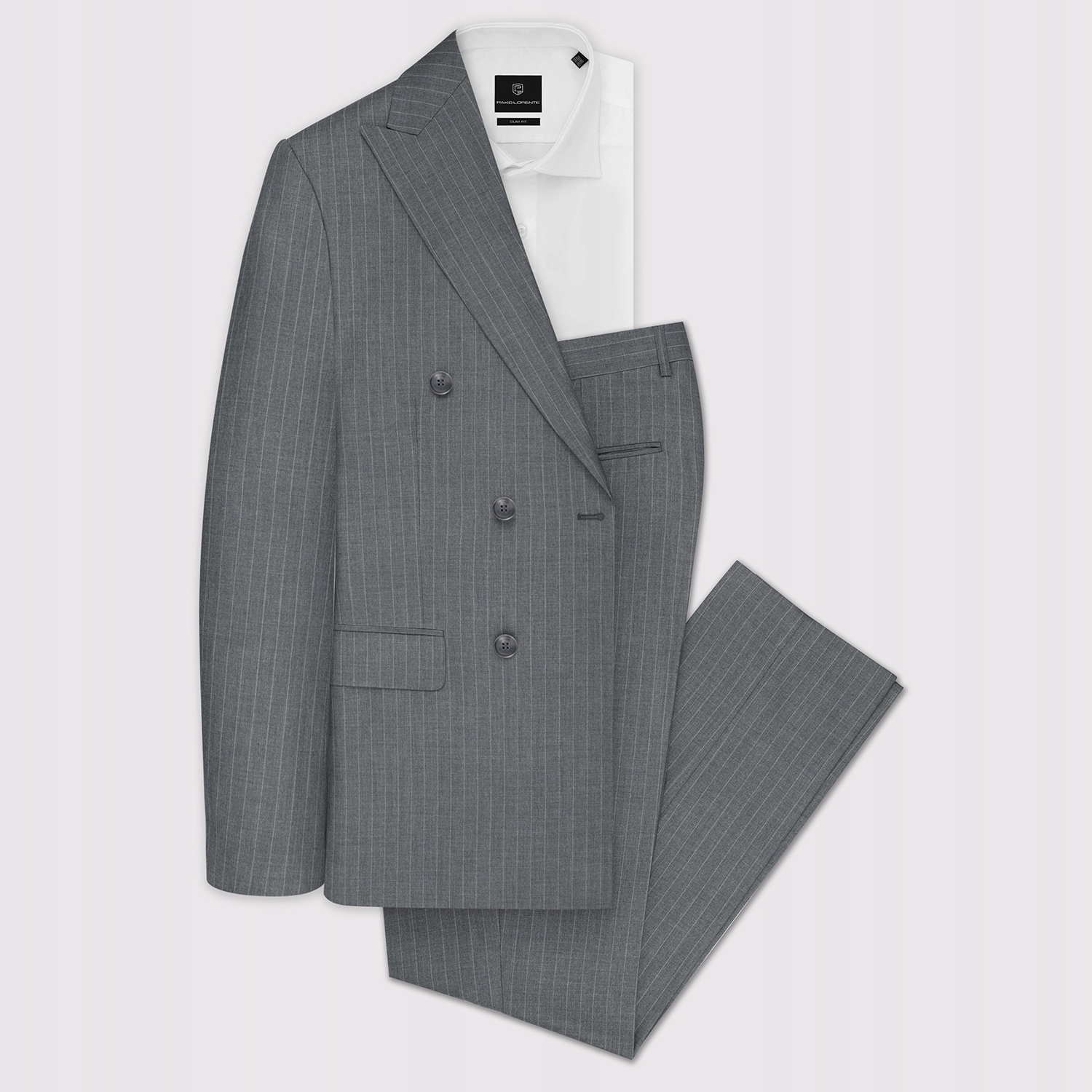 Šedý dvouřadý pánský oblek s žebrováním Pako Lorente vel