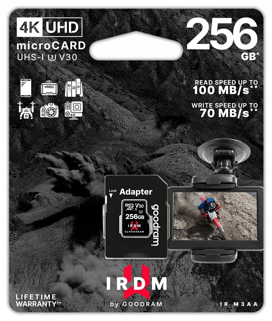 Karta pamięci GOODRAM IRDM microSDXC 256GB Pojemność karty 256 GB