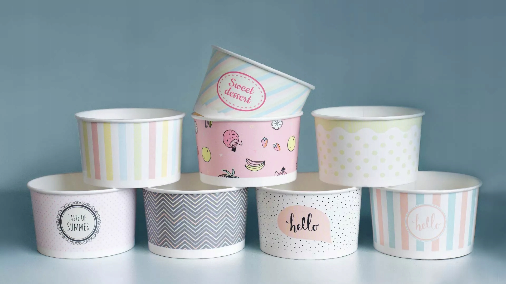 Papierowe miseczki, na lody, pastele, 245ml, 25szt (do dalszej odsprzedaży) Marka Kram