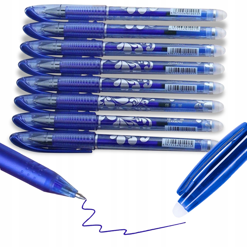 DŁUGOPIS ZMAZYWALNY Z KLIPSEM OLEJOWY BIUROWY NIEBIESKI 10 SZTUK 0,7MM