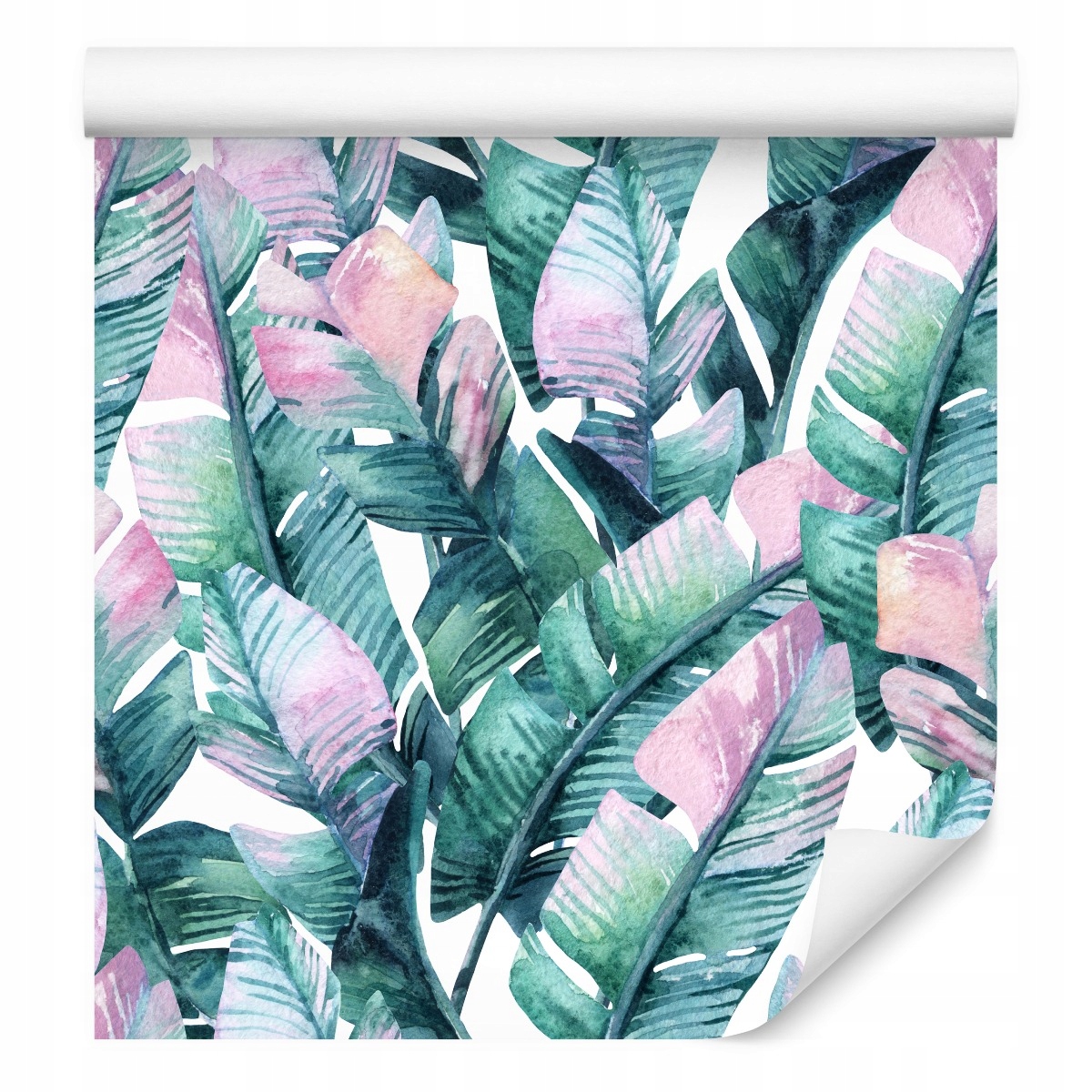 Tapeta do obývacího pokoje tropické akvarelové listy příroda