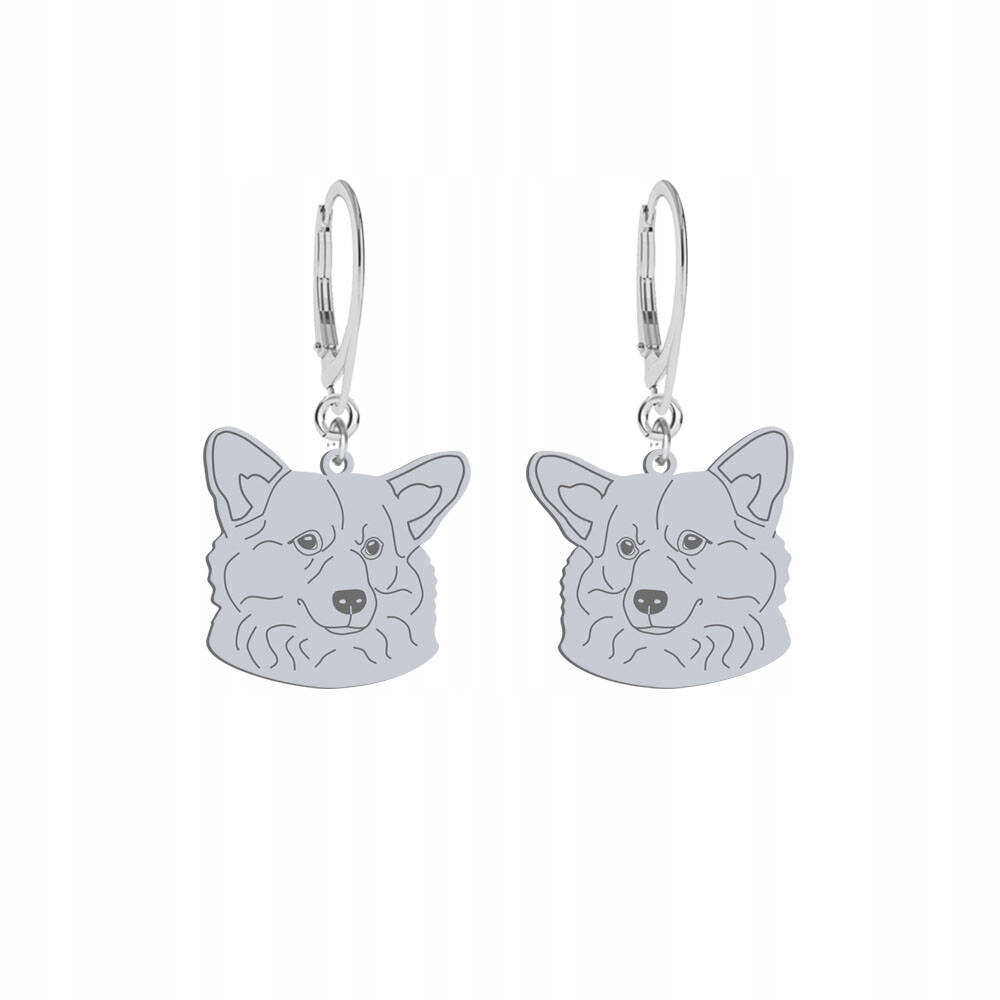 Stříbrné Náušnice s pejskem Welsh Corgi Pembroke 925 Žena Gravírování Bonus