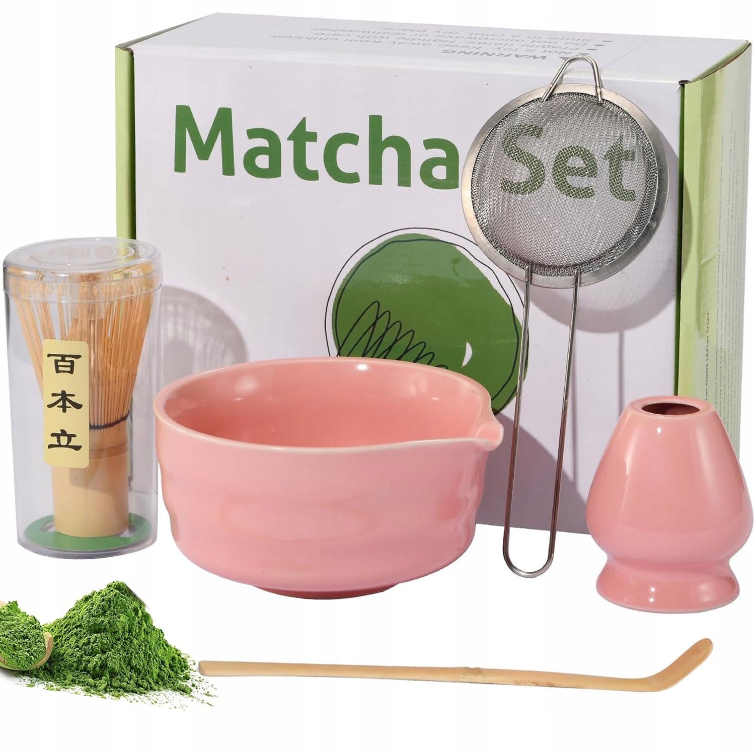 Levně Sada na čaj Matcha s metličkou a lžící a filtračním stojanem Dárek