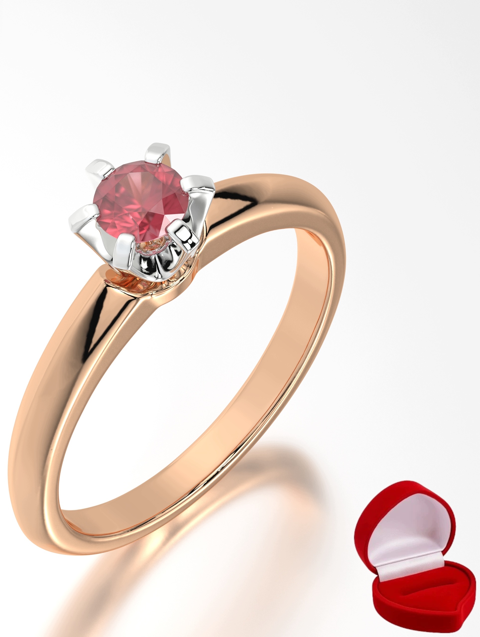 Zlatý Prstýnek 585 14k Rubín 0,19 ct Růžové Zlato R9