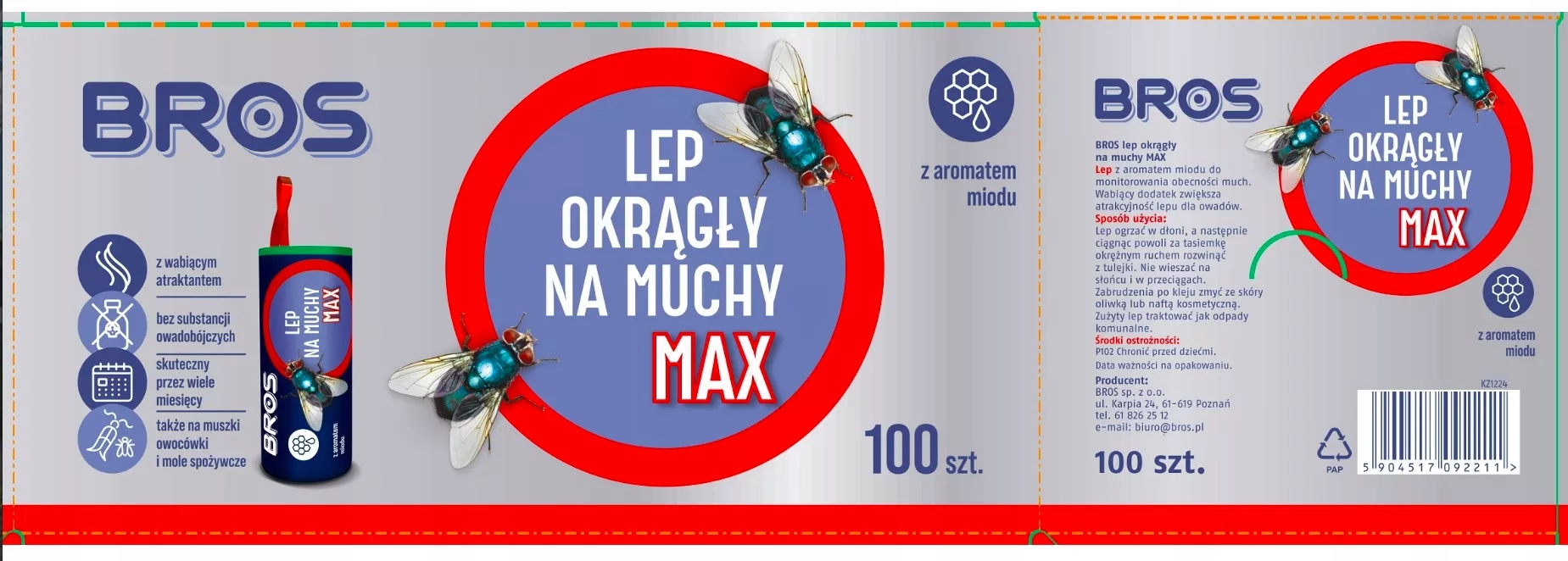 Bros Lep na muchy Okrągły Max 100szt