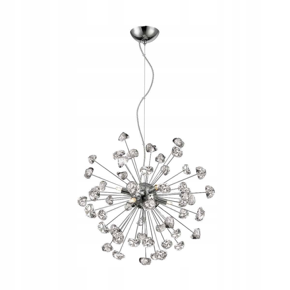 Závěsná lampa ve formě rozstřiku ledových těles na kovových tyčích Star chrom