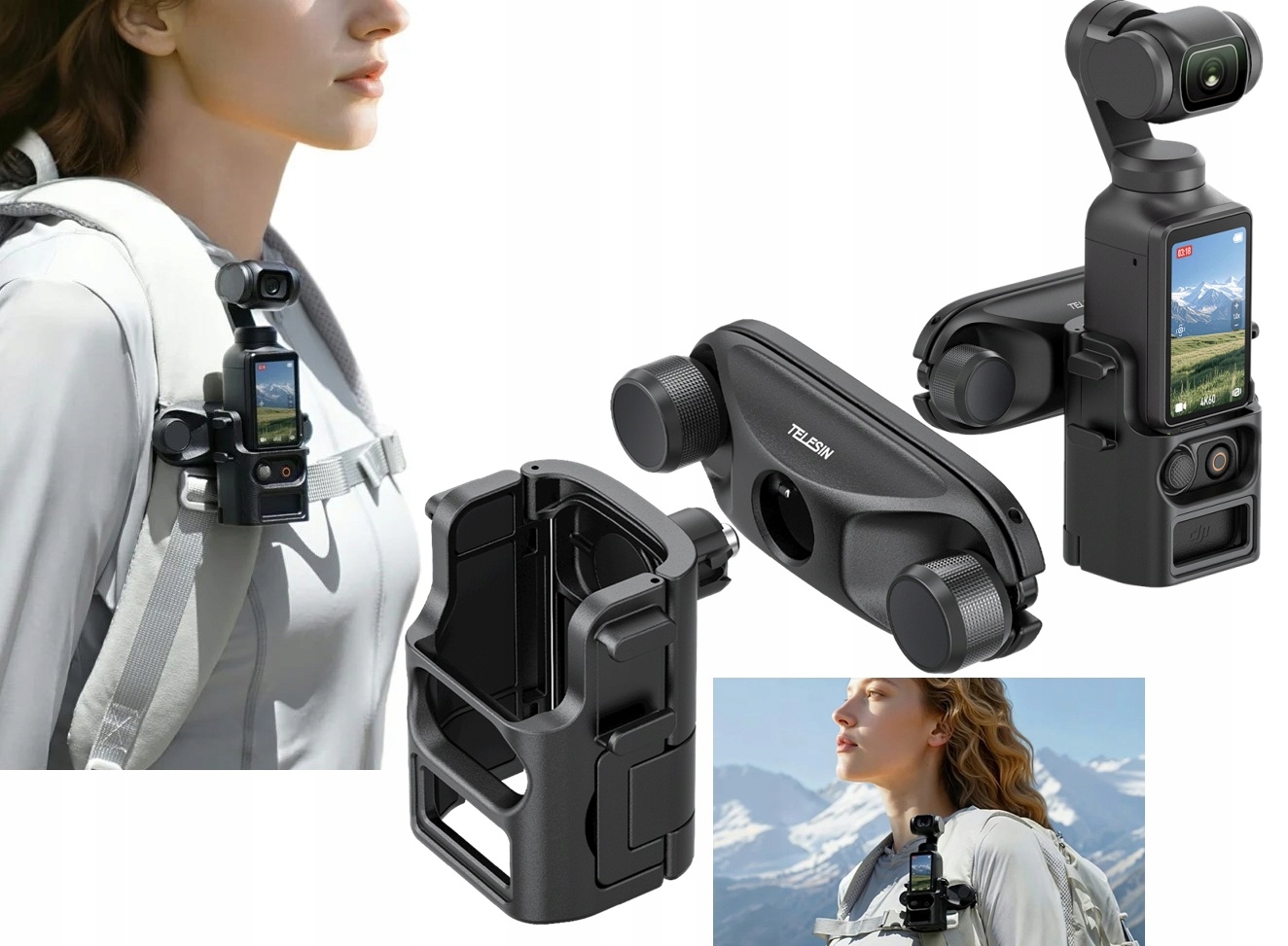 Držák Adapter Klips Upevnění na Batoh Postroj Pásek pro Dji Osmo Pocket 3