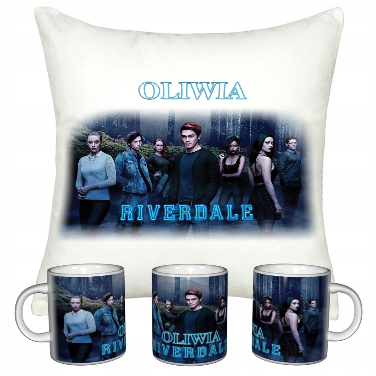 ZESTAW RIVERDALE KUBEK + PODUSZKA + IMIE