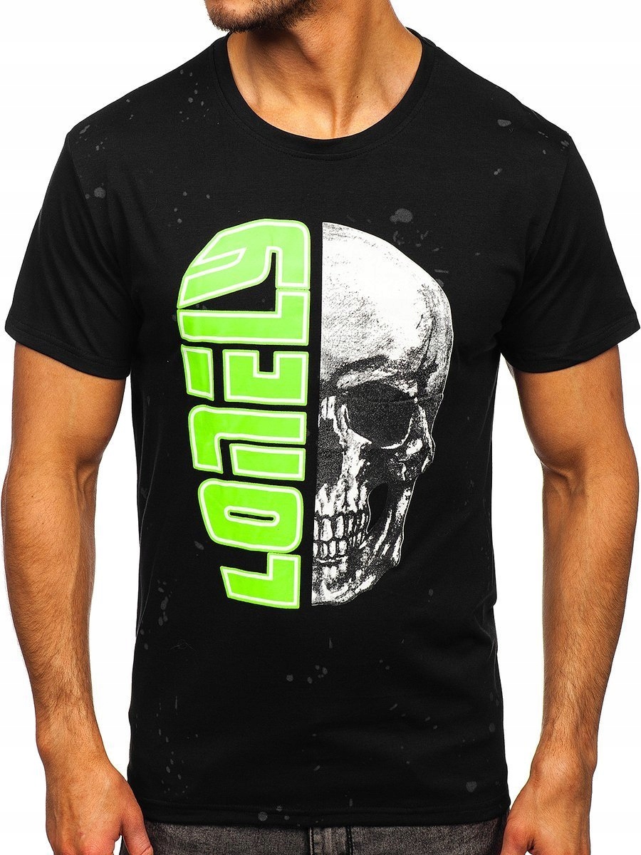 

T-shirt Męski Z Nadrukiem Czarny Y70001 Denley_xl