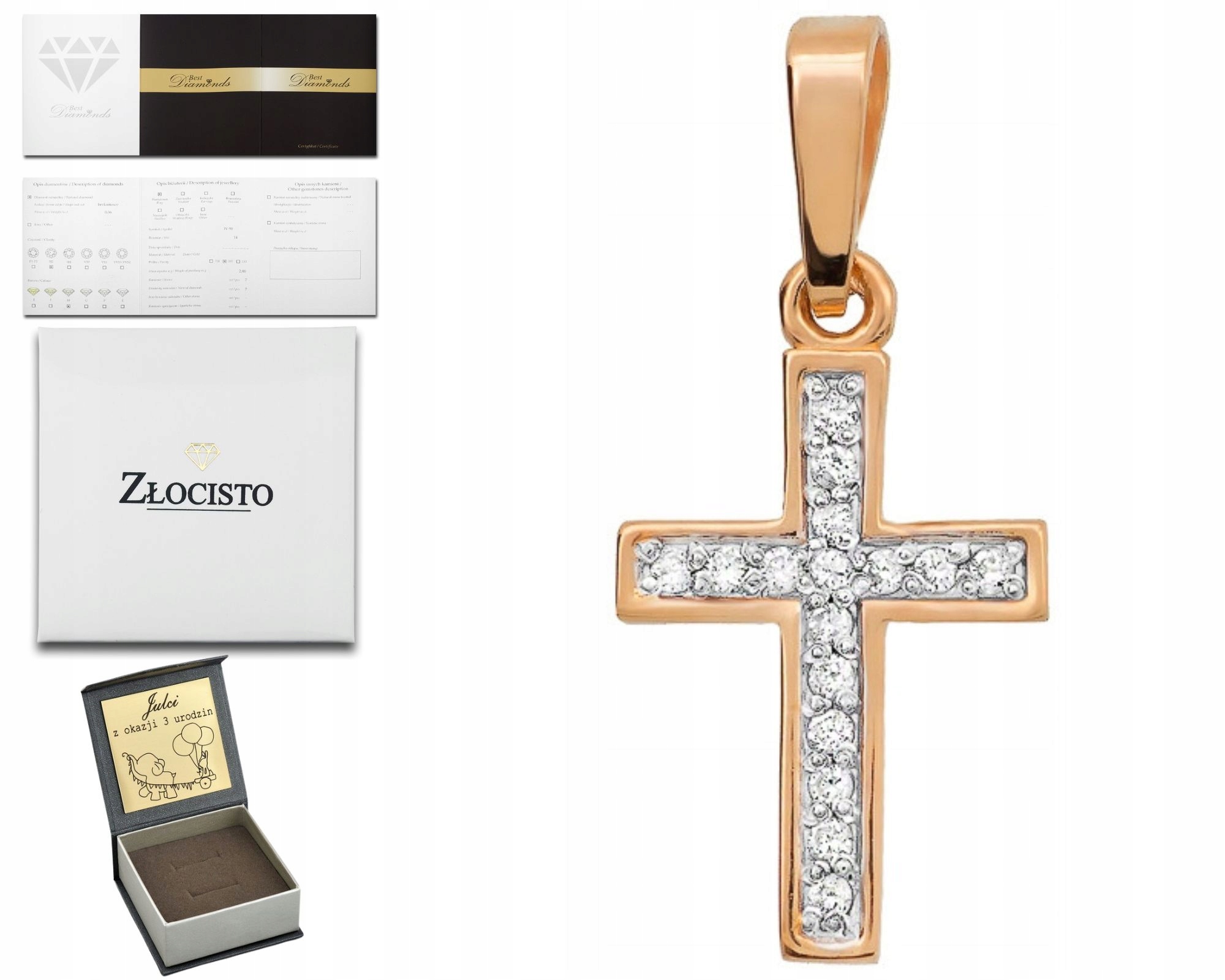 Přívěsek S Brilianty Křížek 585 Růžové Zlato