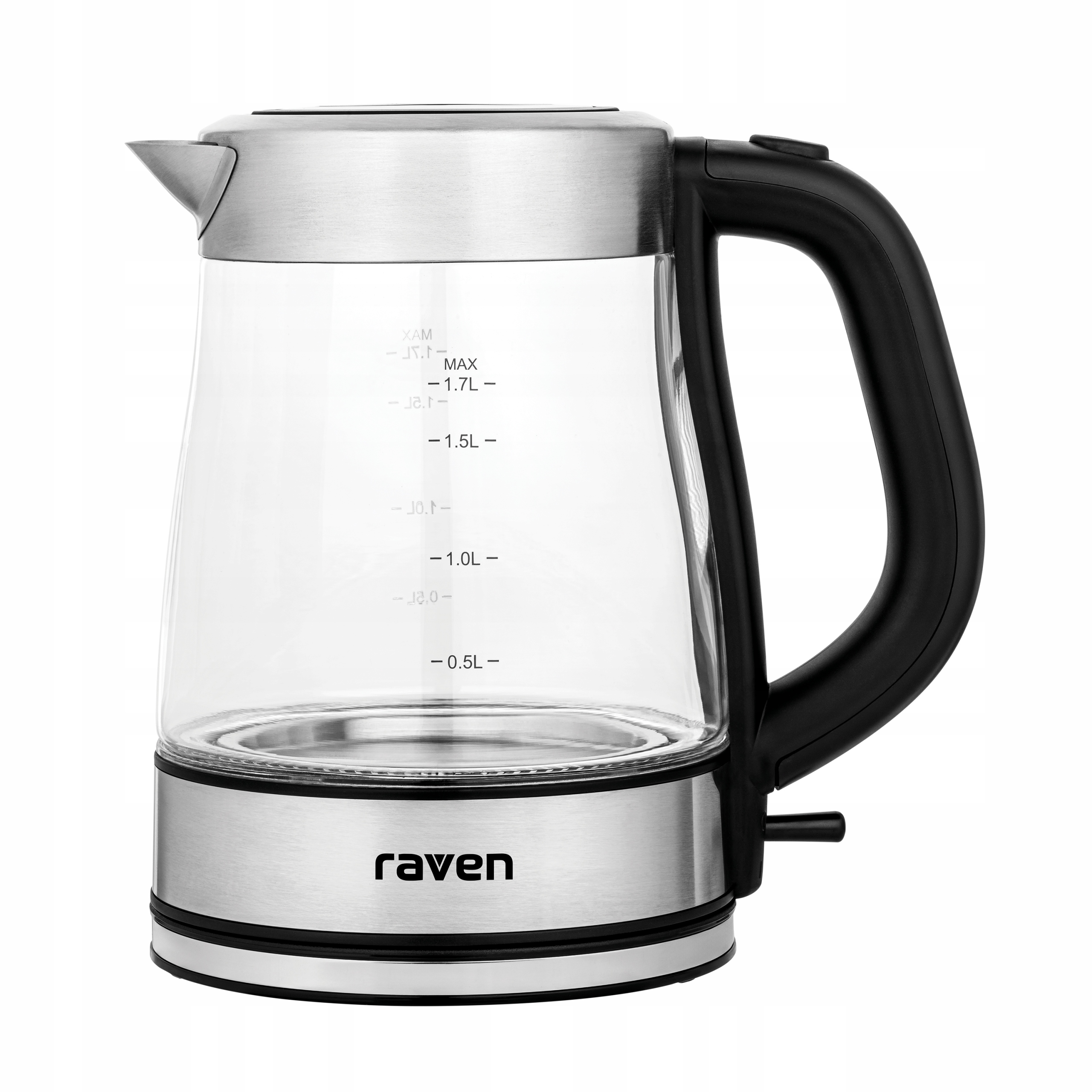 Czajnik elektryczny szklany Raven EC027C 1,7 Litra 2200W Led Czarno-Srebrny