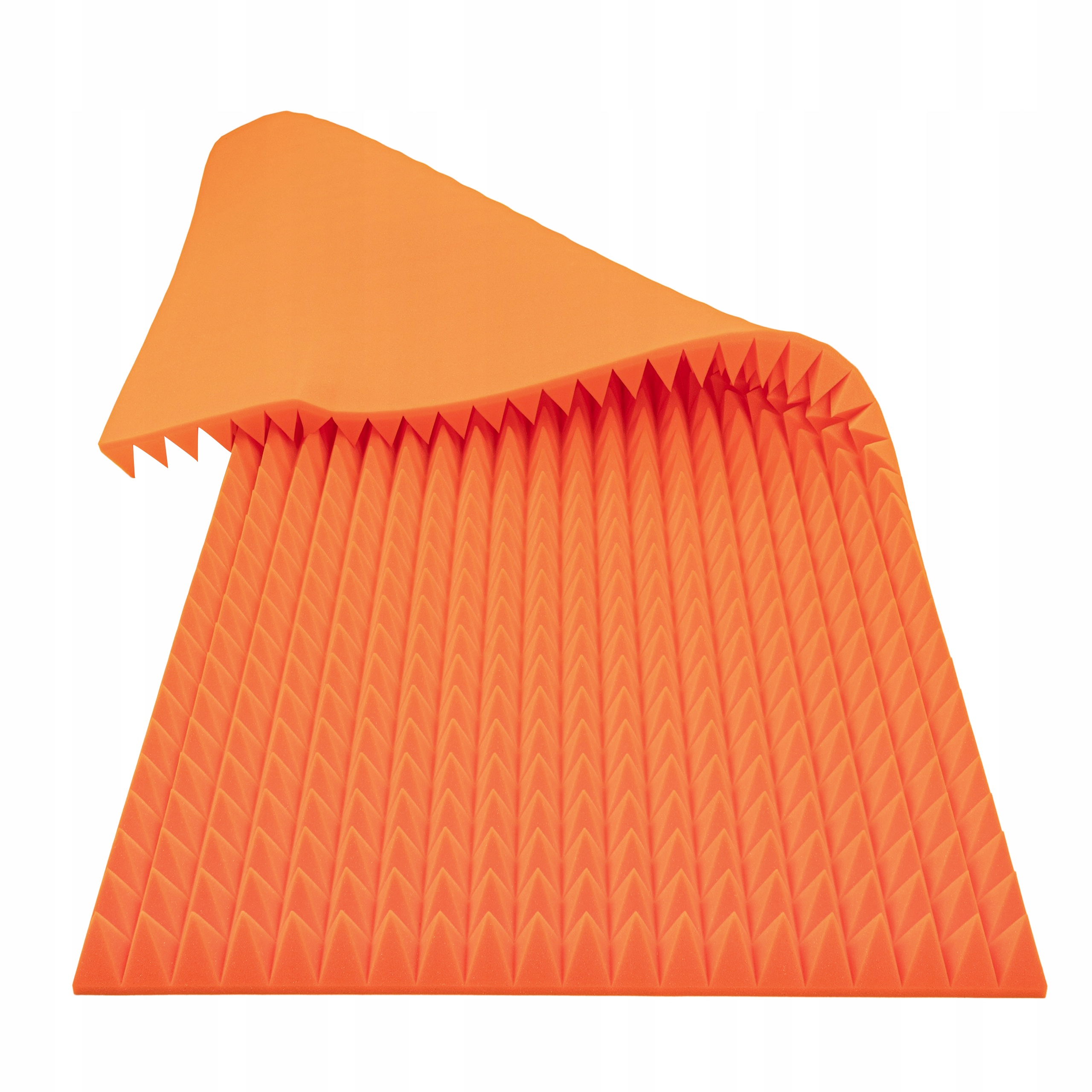 Akustický panel oranžový 7 cm Pyramida na zeď, velký list, 2 x 1 m