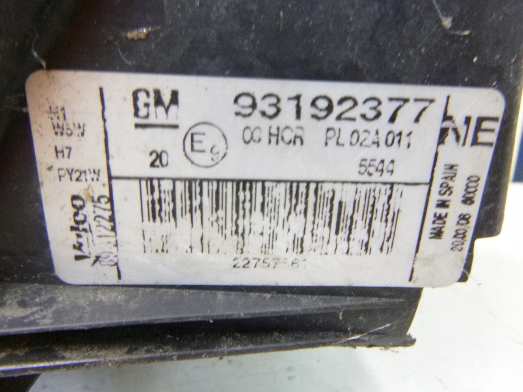 light front left Opel Vectra C Lift 2007r. GM VALEO 93192377