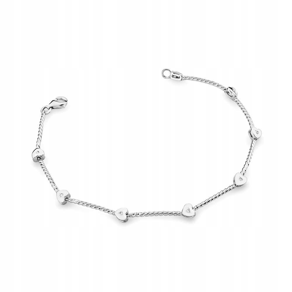 

Bransoletka Białe Złoto Serca Z Brylantami+ Grawer