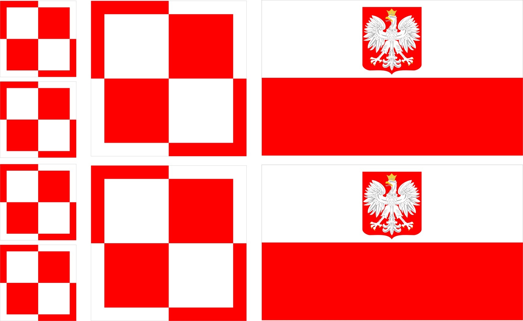 Naklejki Szachownica Biało-czerwona Flaga Z Godłem zestaw 8 szt