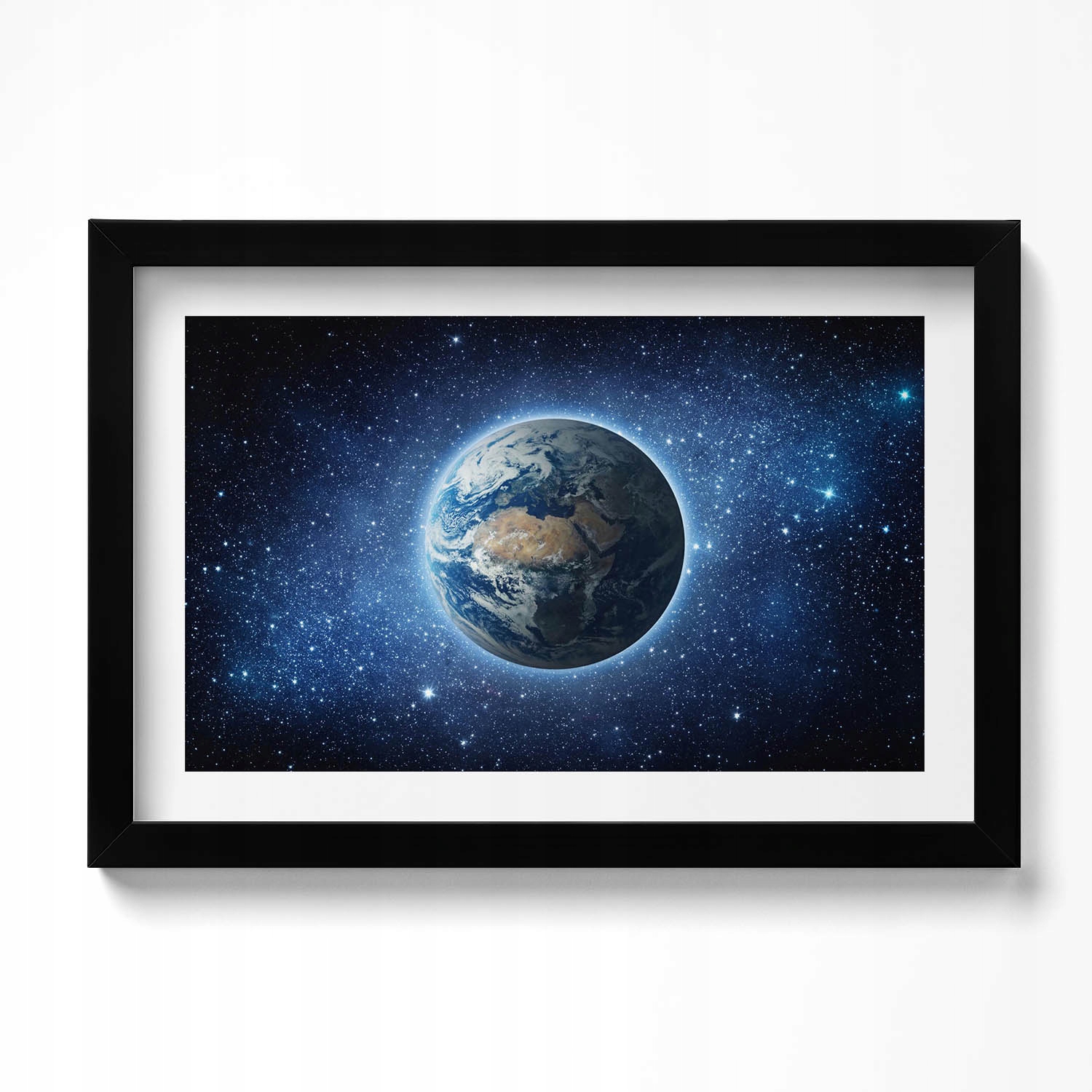 Obraz v černém rámu nástěnná dekorace Planeta Země ve vesmíru 30x20 cm