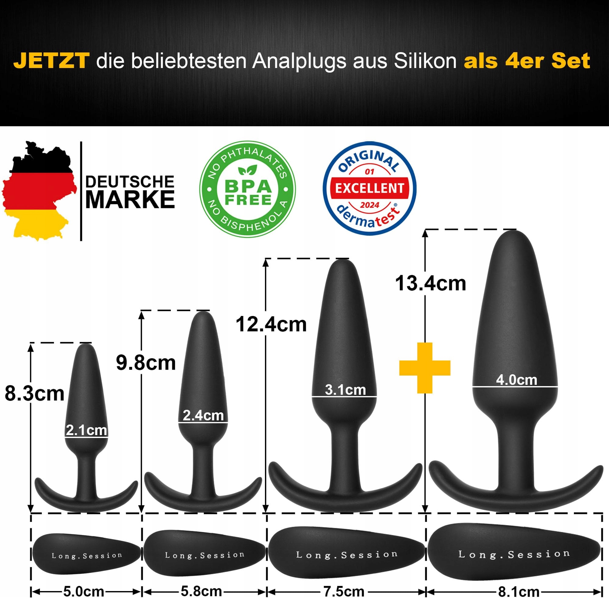 DAS ORIGINAL Zestaw Silikonowych Koreczków Analnych Dla Kobiet i Mężczyzn — miniatura 2