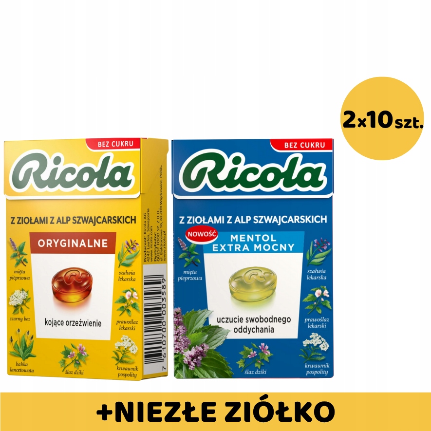 Ricola 20szt (10x Mentol 10x Original)
