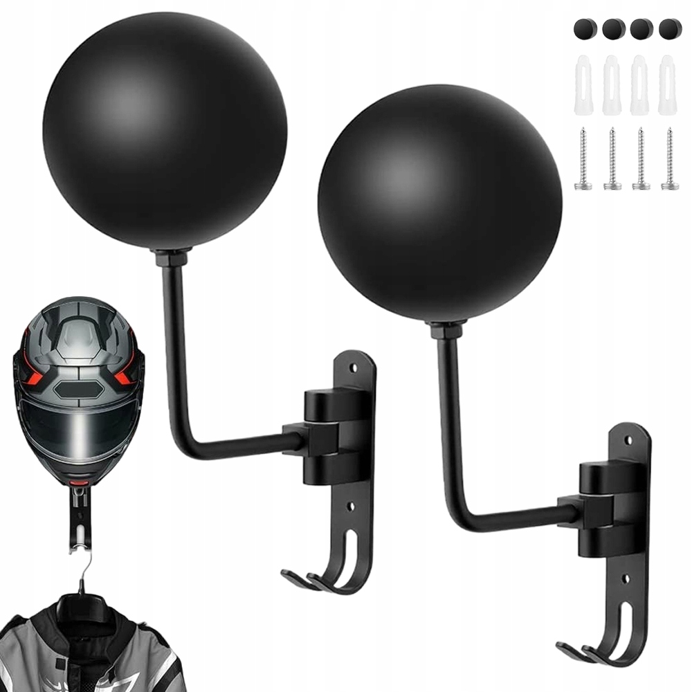 Wieszak Na Kask Motocyklowy – Aluminiowy, Obrotowy, Mocny (30 Kg), 2 Szt