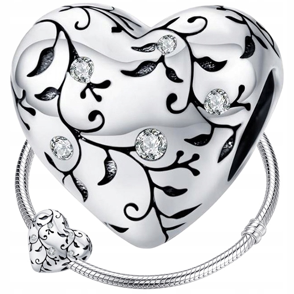 

Charms Srebrne Serce srebro 925 koralik zawieszka