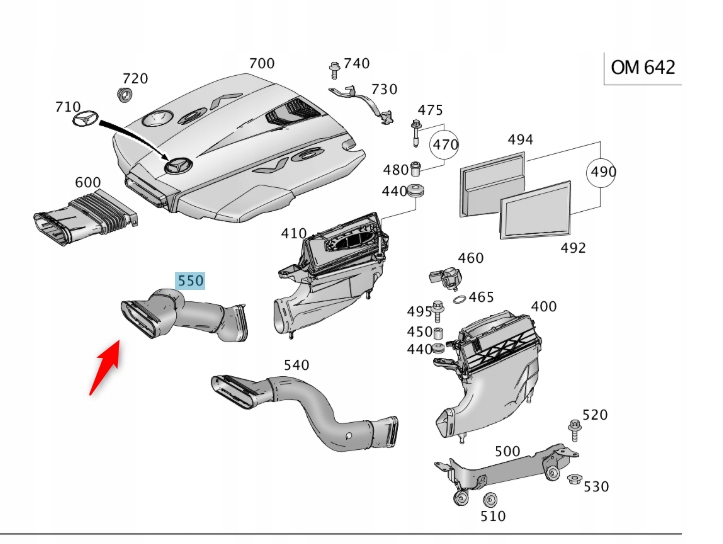 Trubka Přívodu Vzduchu ML Gle Mercedes 3.0 V6 Diesel Mercedes Oe A6420948897