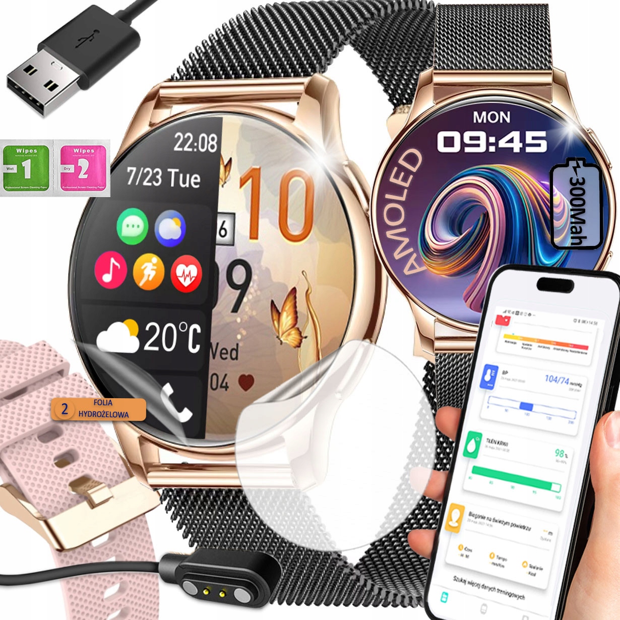 Chytré Hodinky dámské hodinky Pl Menu Amoled Připojení Baterie 300 MAh 366 x 366