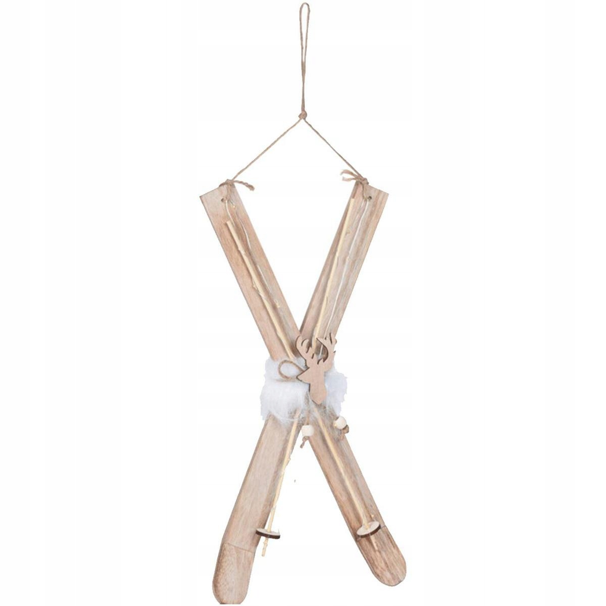 ZAWIESZKA ŚWIĄTECZNA drewniane narty lampki LED