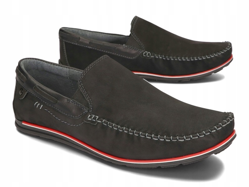 MOKASYNY BUTY MĘSKIE CASUAL SKÓRA K920 CZARNY 42 Kolekcja MOKASYNY