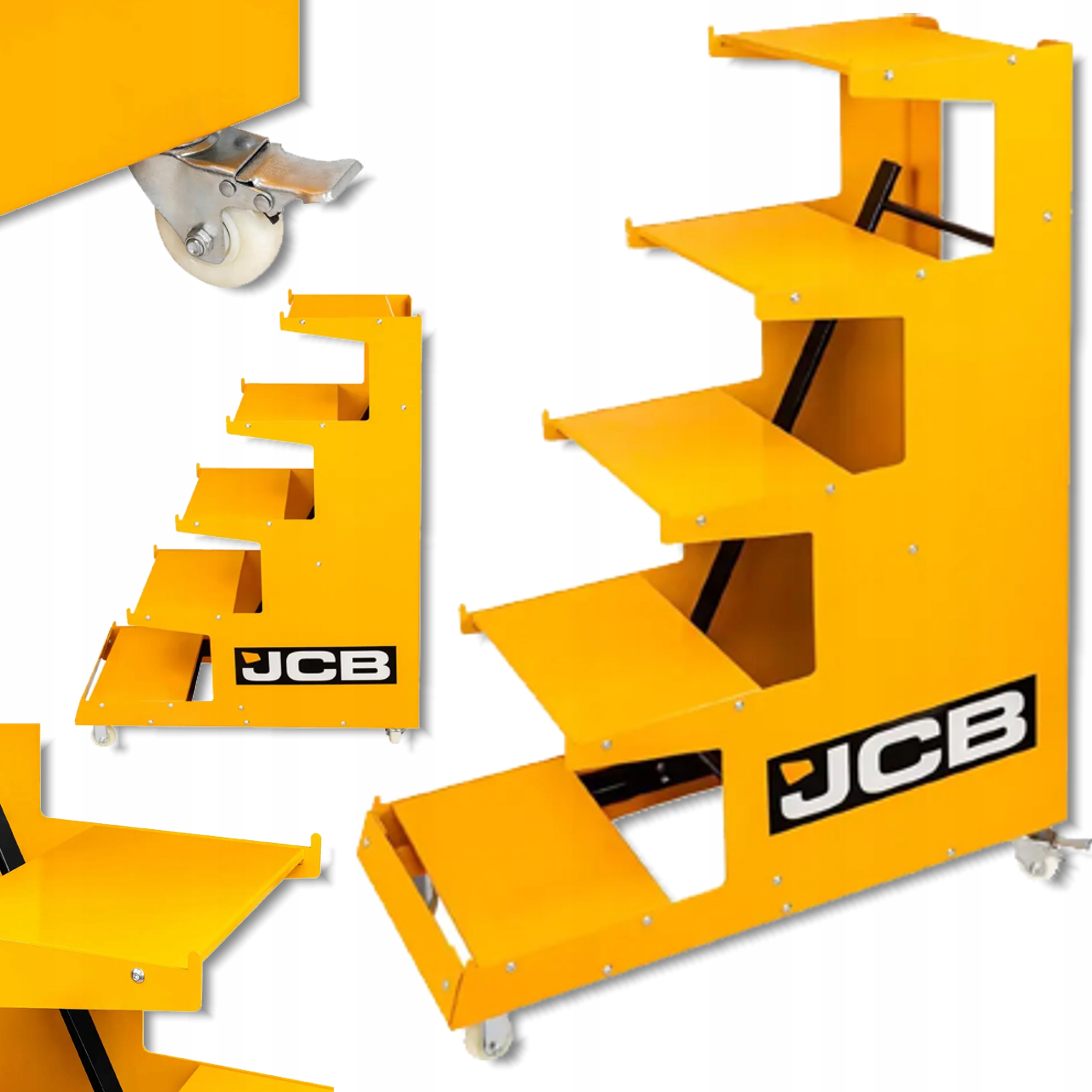 Stojan mobilný výstavný regál 5 políc do 300 kg 135x100x40 cm 4 kolieska Jcb